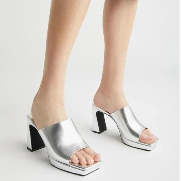 Jeffrey Campbell Caviar Platform Mules in Silver - Picture 2 of 5